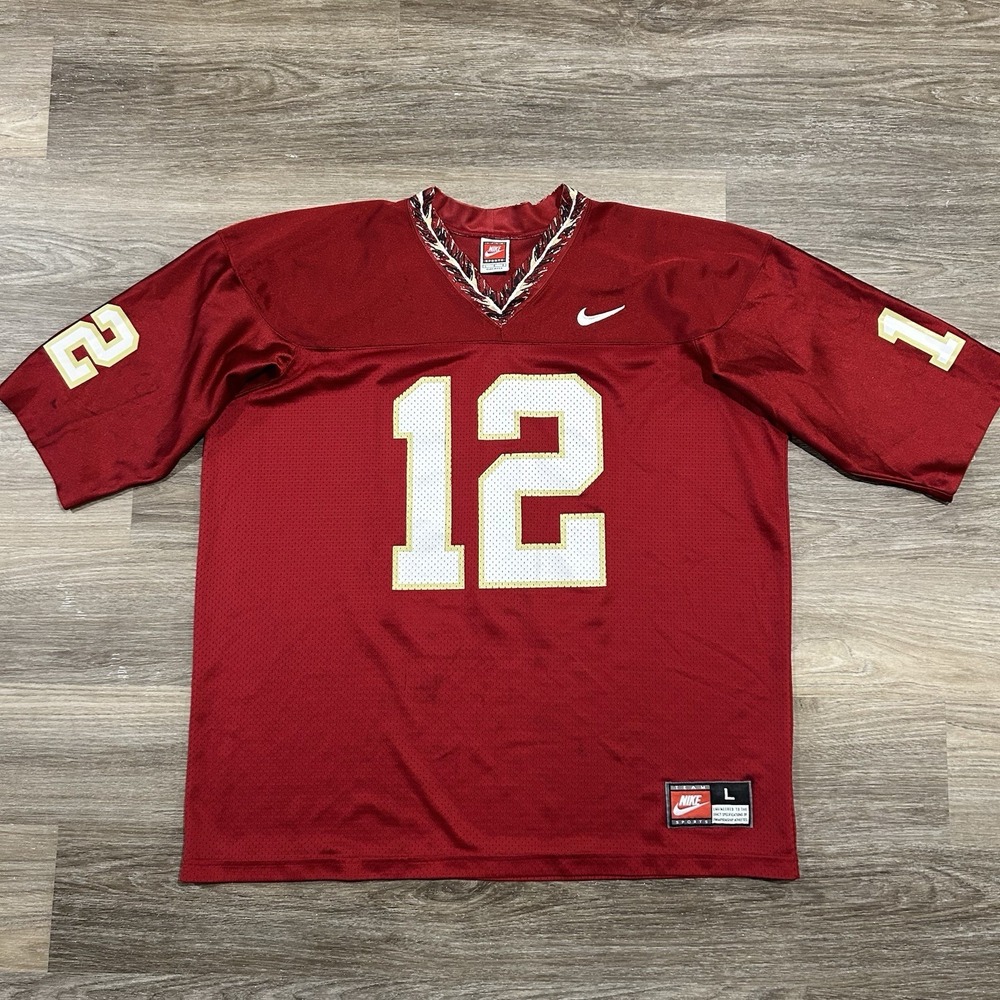 Vintage Nike Florida State‎ Seminoles Football Jersey Men's Large Red #12 90s